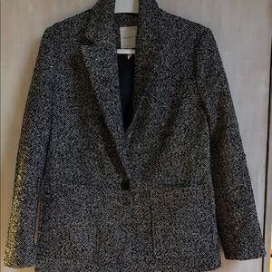 Avec Les Filles  Black & White Herringbone Blazer Jacket